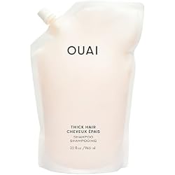OUAI Thick Hair Shampoo - Hydrating Shea Butter Shampoo for Full, Frizzy Hair - Deeply Moisturizing, Detangling, Split Ends - Marshmallow Root, Avocado Oil & Keratin - Sulfate Free, Refill 32 Oz