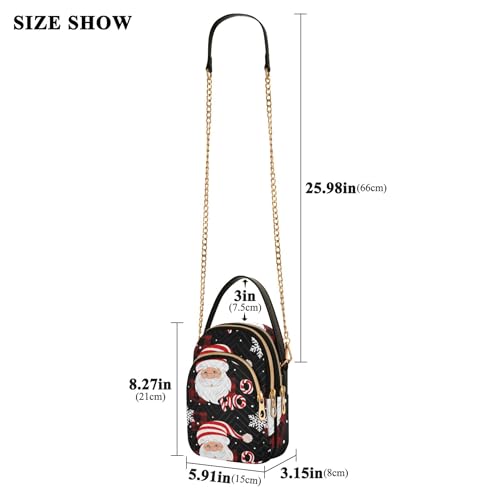 over Shoulder Handbags Lady Quilted Chain Strap Wallet Phone Purse Chic Zipper Ladies Clutch Satchel Christmas Santa Claus Red Black3