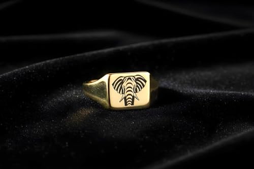 Bague éléphant carrée en argent 925 plaqué or massif - 2