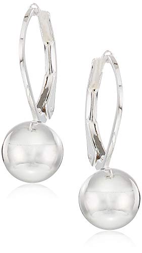 Amazon Collection Sterling Silver 8MM Ball Lever Back Earrings