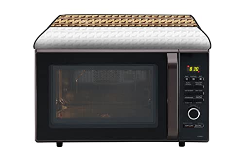 Image of Stylista PVC Microwave Oven Cover for Panasonic 20 L Solo NN-ST266BFDG, Symmetric Pattern Beige