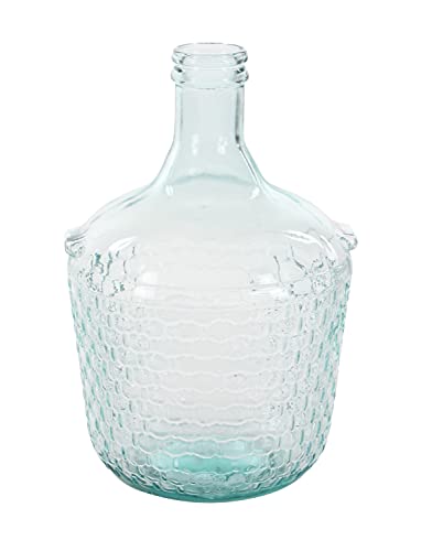 Deco 79 Recycled Glass Handmade Spanish Vase With Bubble Texture, 10" X 10" X 17", Blue #TOP3