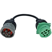 6pin J1708 to Type2 Green 9pin J1939 Adapter Cable for Trucker and car 1ft/30cm