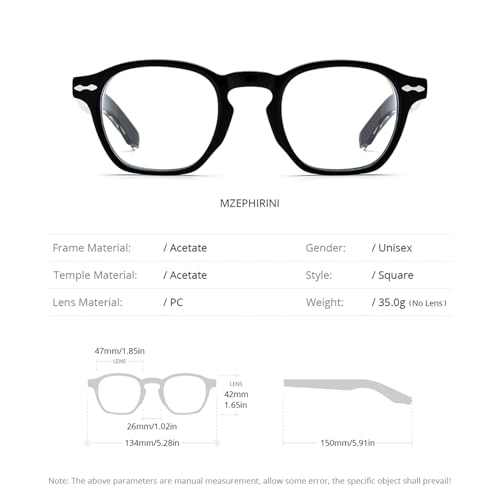 Image of HEPIDEM Acetate Glasses Frame Men Women Square Eyeglasses Optical Spectacles MZEPH