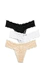 Cosabella Women's Never Say Never Cutie 3 Pack Low Rise Thongs, Black/White/Blush, One Size