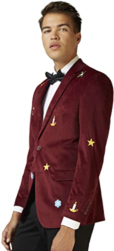 Opposuits Deluxe Men's Christmas - X-Mas Icons - Deep Burgundy Blazer - Christmas - Xmas Parties - Stylish, Jacket - Red - Size Us 42 #TOP24