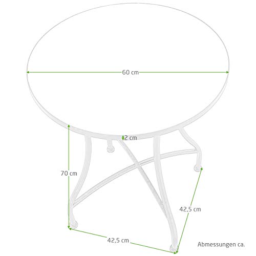 MACOShopde by MACO Möbel Raburg Mosaiktisch Mayla in BLAU-WEIß-Feder - Metallgestell in SCHWARZ, Gartentisch, rund, 60… – Bild 6