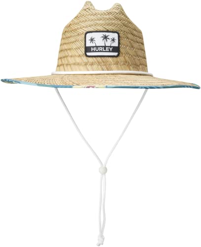 Hurley Women's Straw Hat - Capri Medium Brim Real Straw Lifeguard Sun Hat With Chin Strap, Size One Size, Spruce Fog #TOP30