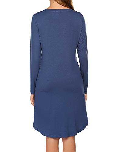 Hotouch Women Nightgown Long Sleeve Cute Print Sleepshirts Soft Knee Length Pajama Sleepwear #TOP3