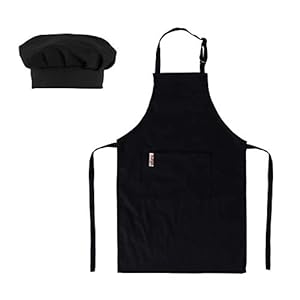 Kids Apron and Chef Hat Set-Adjustable Child Apron for Boys and Girls for Cooking Baking