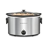 Hamilton Beach 10 Quart Slow Cooker with Folding Handles, Extra-Large Capacity, Serves 12+, Silver with Black Accents, R33190 (Renewed)