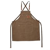 Grembiule resistente in morbida tela di cotone con tasche, ideale per cucinare, artigianato e altre attività manuali (nero)