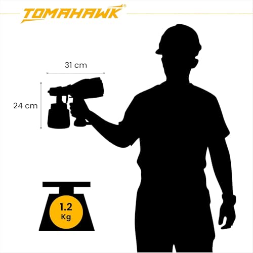 Image of Tomahawk EPS-9018 Heavy-Duty 800W Electric Paint Sprayer | 37000 RPM Motor, 3 Nozzles (1.5 /2.0 /2.5mm), 1000ml Tank, HVLP Spray Gun with Flow Control for Walls, Furniture & DIY Projects