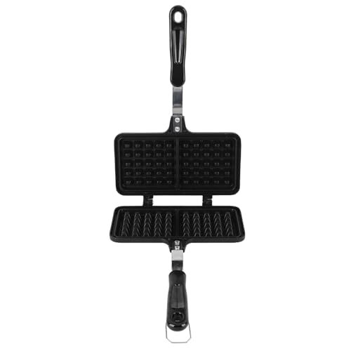 UPALDHOU Calefacción Top Double Waffle Baking Ban Incluso Calefacción de Aluminio Compacto de Gofres Compacto para el Desayuno en Casa o Al Aire Libre