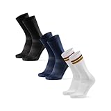 [DANISH ENDURANCE] サイクルソックス 3足組 マルチカラー (1xブラック, 1xネイビー, 1xホワイト/ストライプ) 25.0~28.0 cm