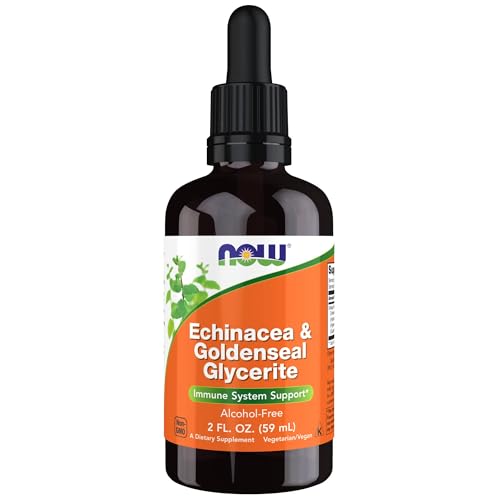NOW Foods Supplements Echinacea & Goldenseal Glycerite with Dropper Immune System Support* 2-Ounce
