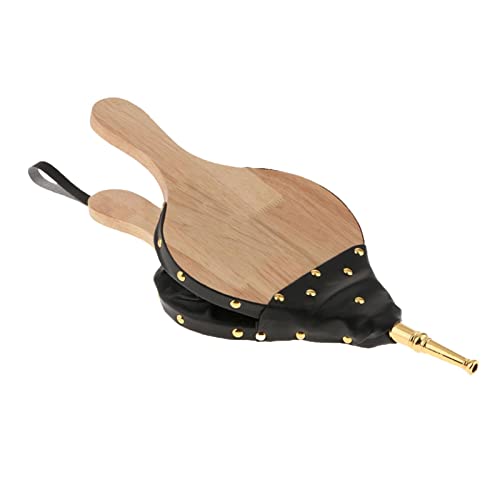 Soufflet de cheminée à l'intérieur, souffleur d'air en bois pour barbecue, camping, barbecue, cheminée, extérieur avec sangle de suspension et buse en fonte Halatua