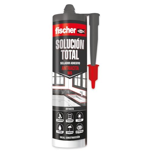 fischer - Solución Total Antracita 290ml | Sellado de Juntas y Adhesión Versátil | Uso Interior y Exterior | Resistente a la Intemperie y Pintable | Fácil Aplicación con Pistola de Silicona