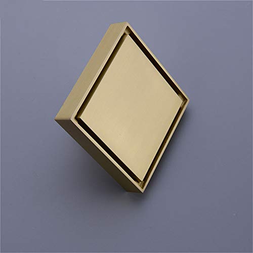 Zaahh Brass Shower Drain Bathroom Floor Drain Tile Insert Square Anti-Odor Floor Waste Grates, 100X100Mm,Black (Color : Gold) #TOP2