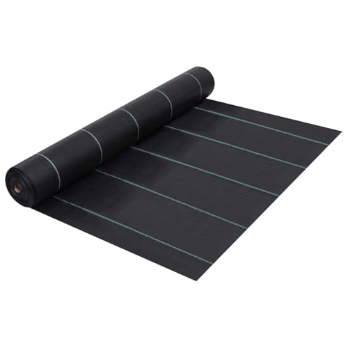 vidaXL Estera de Control de Malezas y Raíces Membrana Jardín Patio Barrera Malla Hierba Abono Cubierta Revestimiento Protección PP Negro 1x50 m