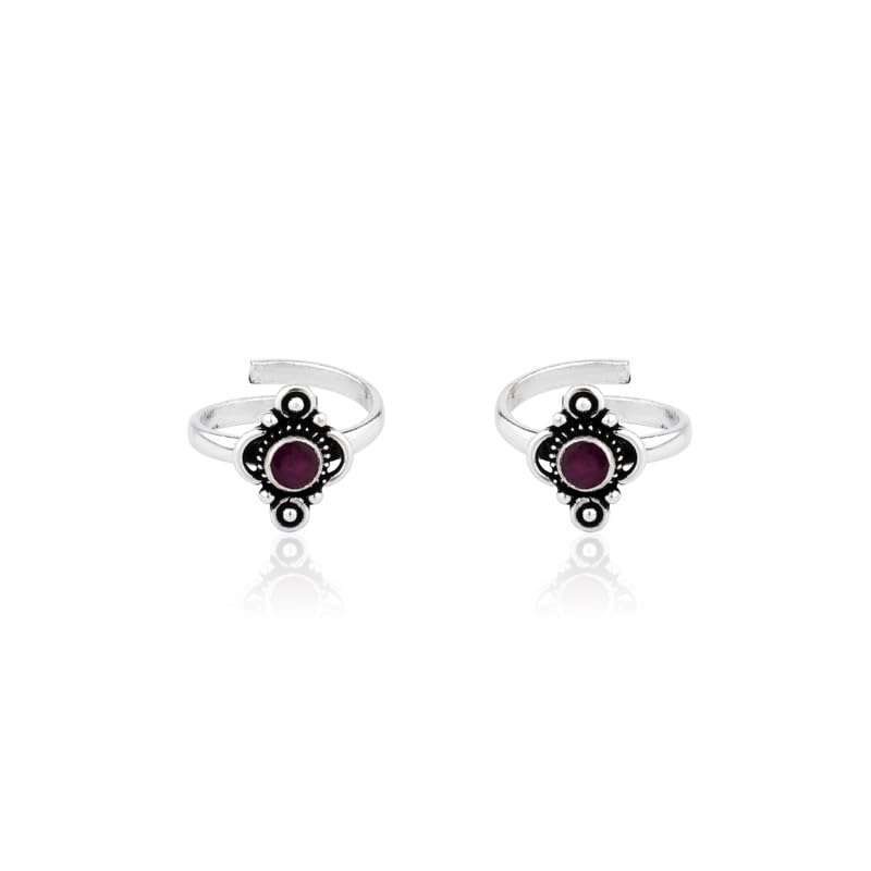 Buy 925 Oxidised Silver Pink Stone Toe Ring Online | Gift for Every Occassion | With Certificate of Authenticity and 925 Stamp | 6 Month Warranty-image-35