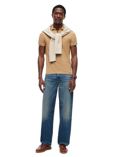 Image of Tommy Hilfiger Men's Short Sleeve Polo Shirts in Slim Fit with Stretch and Organic Pique Cotton