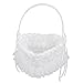 Happyyami Wedding Flower Girl Basket Heart Shape Lace Rose Petals Holder Bride Flower Basket with Satin Rose for Wedding Ceremony Party Decoration (White)