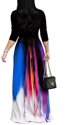 Image of Women's Church Maxi Wrap V Neck 3 /4 Sleeve Tie Waist Plus Size Long Dress | Flattering wrap V-neck design enhances curves. High elastic tie waist accentuates the slimmest part, hides tummy.