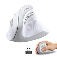 UGREEN Vertical Ergonomic Mouse, Bluetooth & 2.4G, Silent Quiet Clicks, 5 Buttons, 4000 DPI & 4 Adjustable DPI, for Laptop, Mac, Chromebook, PC, Windows, White