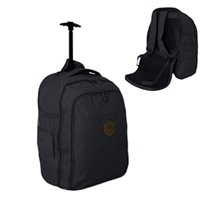 Bordlite EasyJet Cabin Approved Wheeled Backpack 45x36x20cm – 2 in 1 Lightweight Trolley Bag & Rucksack on Wheels (1.53kg, 36L) Underseat Hand Luggage for Travel, Business, Weekend Trips - Black