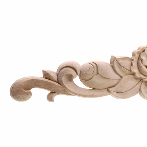 Rosa tallada en madera LVTFCO decoracion clasica artesanal de 50x10cm para muebles elegantes 6