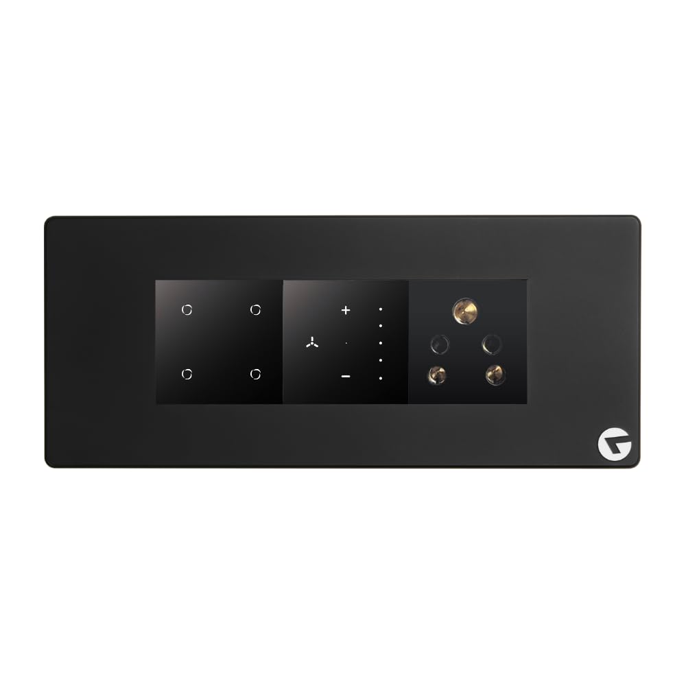 L&G 6 Modular WiFi Switch Board | 3 Smart Switch Control, 1 Smart Fan Regulator, 1 Socket (Size: 6M- 220 x 90 x 45 mm) (Black)-image-20