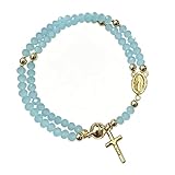 Saterkali Pulsera magnética de rosario, pulsera de aleación con cuentas de oración cristiana, hecha a mano, ligera, cadena cruzada, recordatorio de fe, joyería para mujeres, oración diaria, regalo