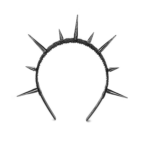 Xiao Cheng Ming Zhu Gothic Crown Spike Headband For Women Girls,Goth Spiky Dark Wicked Queen Headpiece, Black Tiaras Witch Costume Jewelry Accessories ,Halo Hair Hoop For Cosplay Halloween cover