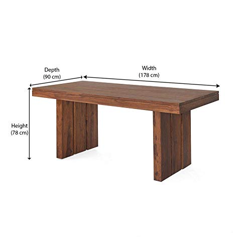 Image of Wood Delmonte Six Seater Dining Table Set (Brown), 90 cm, 178 cm, 78 cm