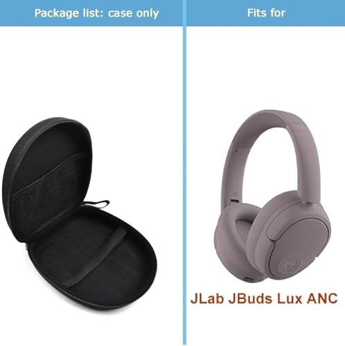 Image of M.G.R.J Portable Carrying Case Cover for JLab JBuds LUX ANC Smart Active Noise Cancelling Over Ear Wireless Headphones (Hard|EVA|Black)