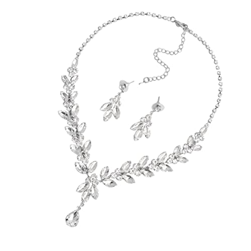 SHERCHPRY Pendientes Elegantes 1 Juego Collares Pendientes Collar De Diamantes De Imitación Traje De Tres Piezas Temperamento Novia - Collar Pendientes Elegantes