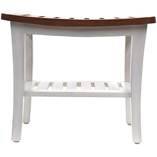 W. C. Redmon co. Farmhouse Teak Shower Bench, White