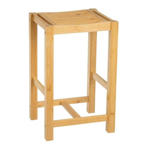 CASASELECCION Taburete de bambú marrón