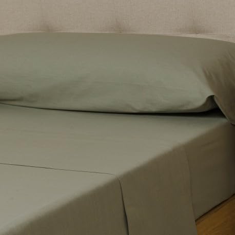 TRAMAS+ Completo Lenzuola Singolo 90x200, 100% cotone, Biancheria da Letto, Lenzuola e 1 federa da letto, Certificata STANDARD 100 by OEKO-TEX - Verde Salvia