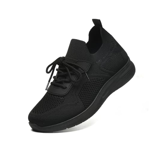 JIOJIT Women Non-Slip Walking Sneakers Work Tennis Shoes, Black/TPU 10