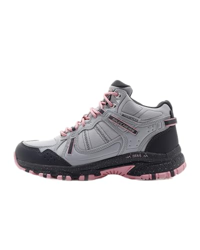 Skechers Hillcrest, Hilllrest Bound Peak Mujer, Tela sintética Gris, Ribete Rosa, 40 EU
