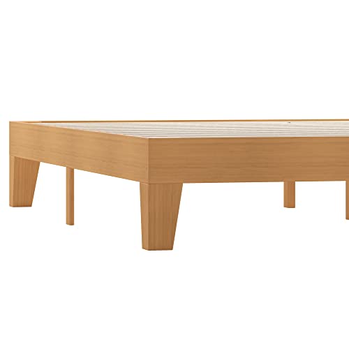 Flash Furniture Evelyn Wooden Platform Bed - Natural Pine Finish - King - Wooden Slat Support - No Box Spring Required - Easy Assembly #TOP7
