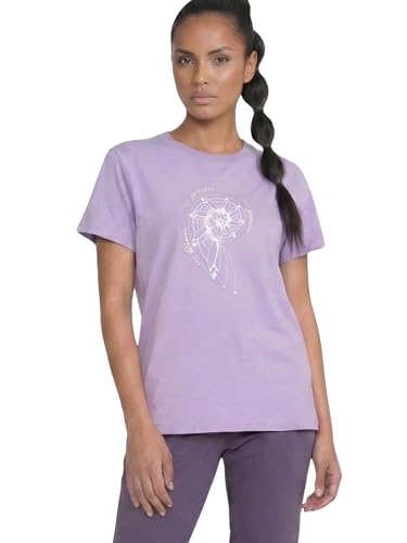 Image of Enamor Athleisure Relaxed Fit Short Sleeve Round Neck Antimicrobial Finish Breathable Stretch Cotton Activewear Sports Tshirt for Women - A301