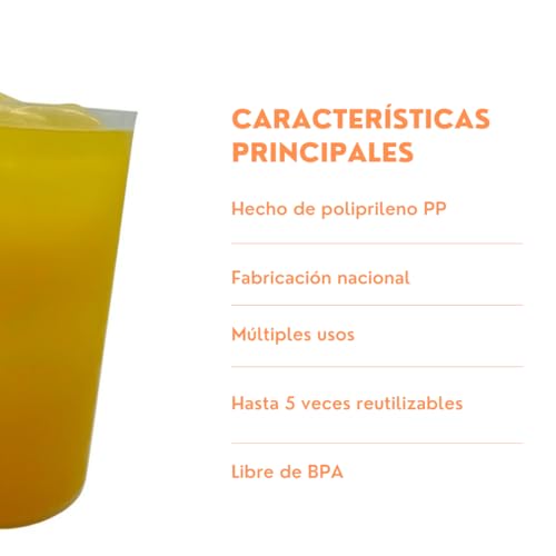 Miniatura 4 de Pawopa 100 Vasos Económicos De Sidra 480 Ml Reutilizables - Plástico Duro Irrompible - Uso En Fiestas, Oficina O Camping - Ecológico Sin Bpa - Vasos Cónicos Resistentes