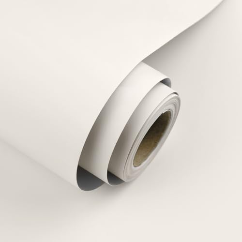 Uooar Cream Peel and Stick Wallpaper 15.7"x118" Solid Colour Contact Paper Modern Removable Self-Adhesive Vinyl Wallpaper for Room Walls Shelf Countertops Cabinets