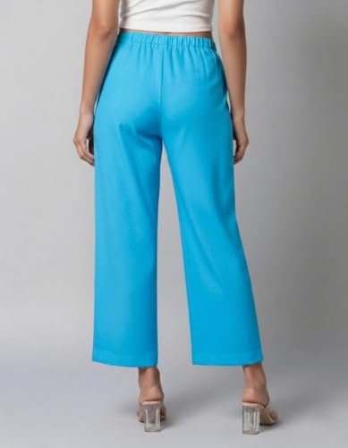 Image of Moirai Pure Cotton Wide Leg Women Trouser Stylish Mid Rise Relaxed Straight Fit Loose Pants Casual Travel Office Formal Wear