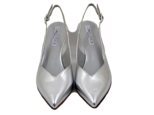 Escarpins slingback E5TA70 en cuir argenté de qualité supérieure - 3