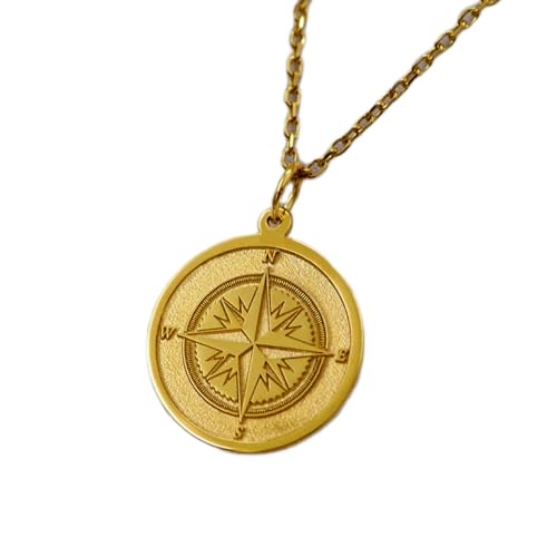 Collier boussole gravée en argent doré, le bijou de vos aventures