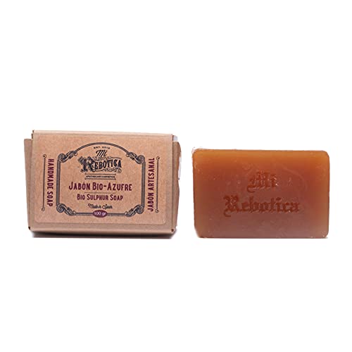 MI REBOTICA | Jabón Bioazufre 100 gr | Tratamiento contra el Acné | Jabón Facial para Pieles Grasas y con Acné | Limpiador Potente Antiborreico |